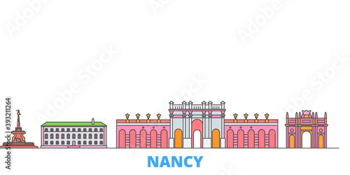 France, Nancy cityscape line vector. Travel flat city landmark, oultine illustration, line world icons