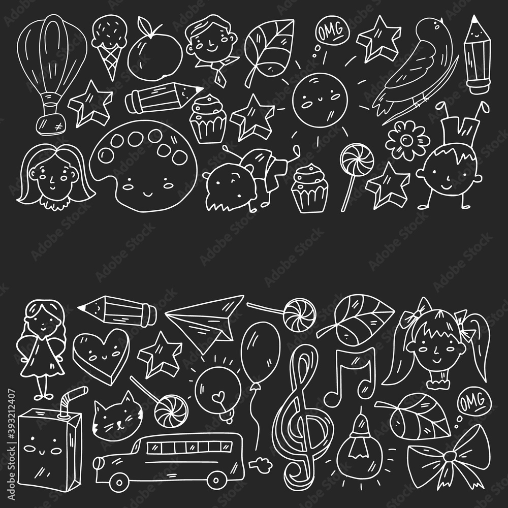Vector pattern with items for school. Online internet education, e-learning. Vector pattern with items for school. Online internet education, e-learning.