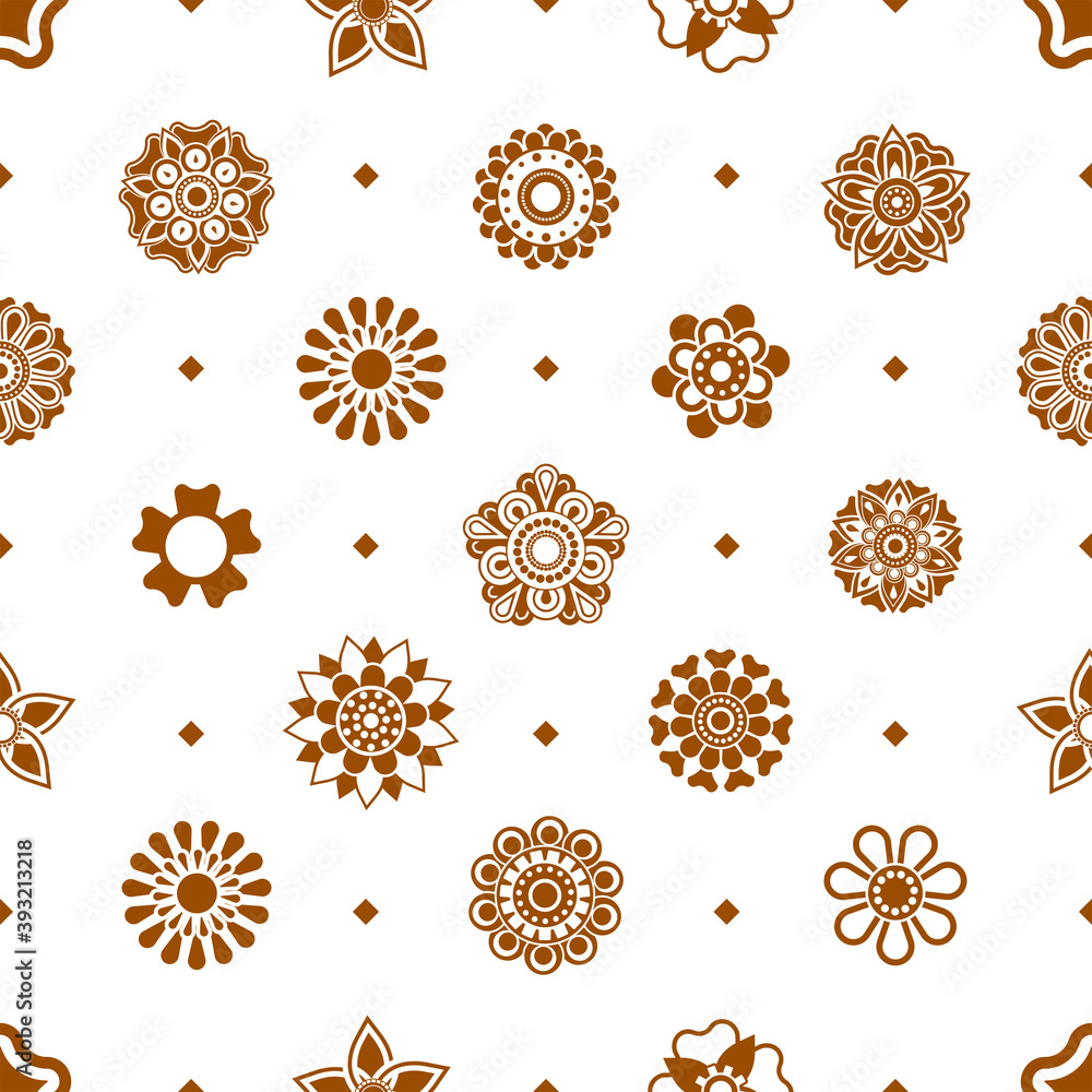 Caramel abstract floral snowflake seamless pattern vector design Caramel abstract floral snowflake seamless pattern vector design
