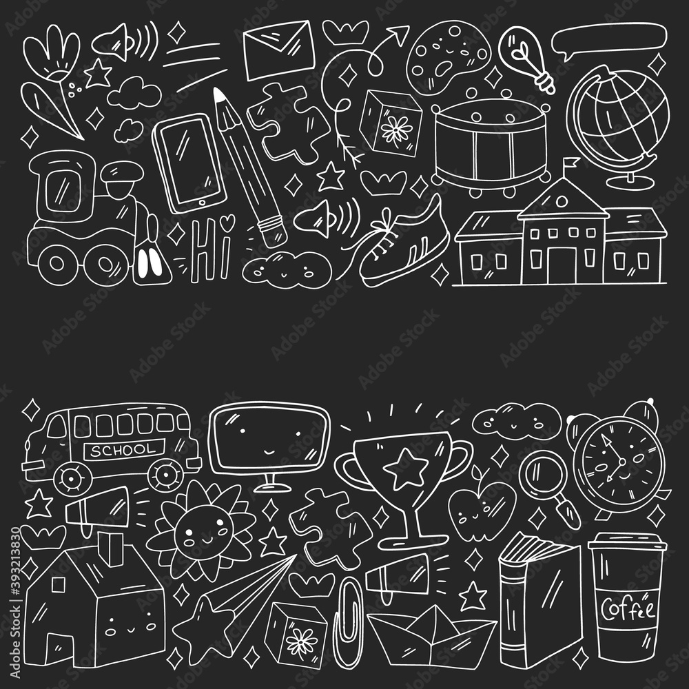 Vector illustration. Back to school vector pattern. Textile fabric design, wrapping paper and website wallpapers. Vector illustration. Back to school vector pattern. Textile fabric design, wrapping paper and website wallpapers.