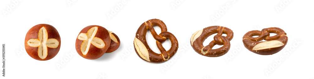 Fototapeta premium Round Brown Easter Bun Isolated on White Background