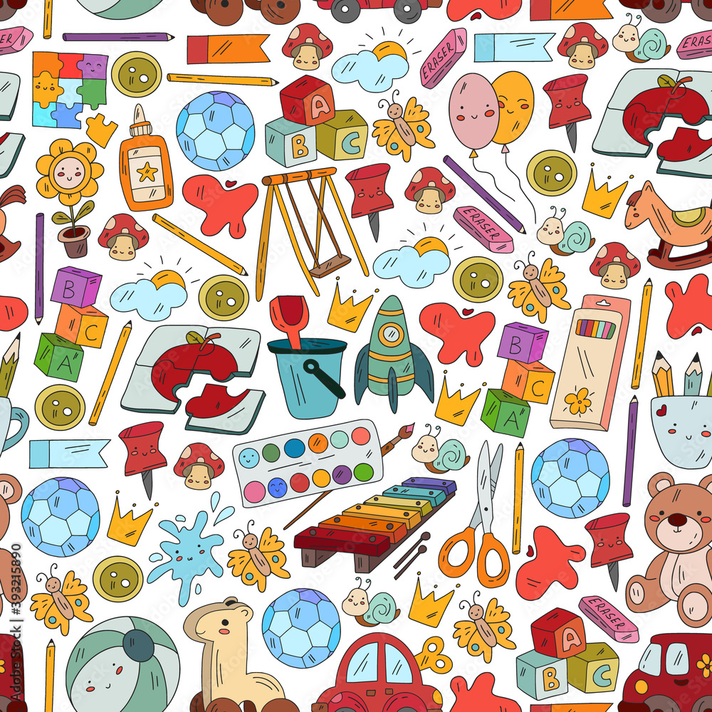 Kindergarten and toys. Little children game. Kids playground. Education, creativity, imagination. Kindergarten and toys. Little children game. Kids playground. Education, creativity, imagination.