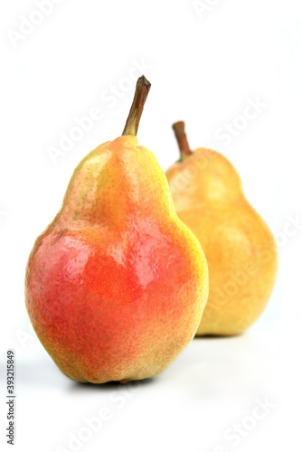 Pears on white background - close-up