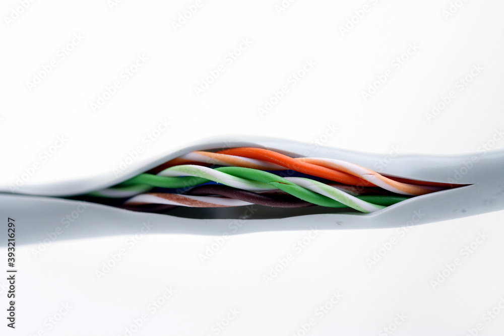 Computer cables on white background Computer cables on white background