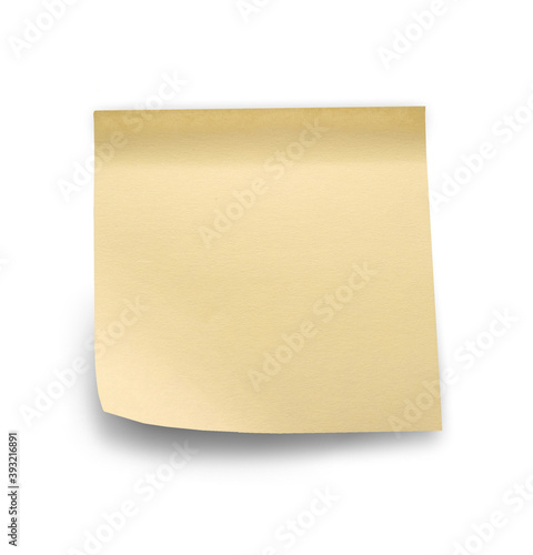 Yellow note sticks on white background