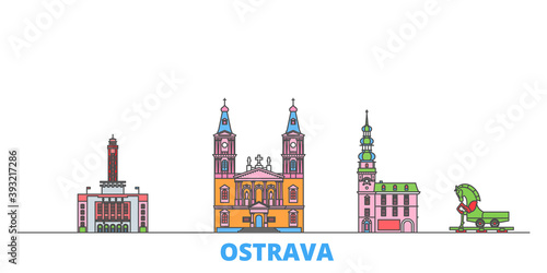 Czech Republic, Ostrava cityscape line vector. Travel flat city landmark, oultine illustration, line world icons