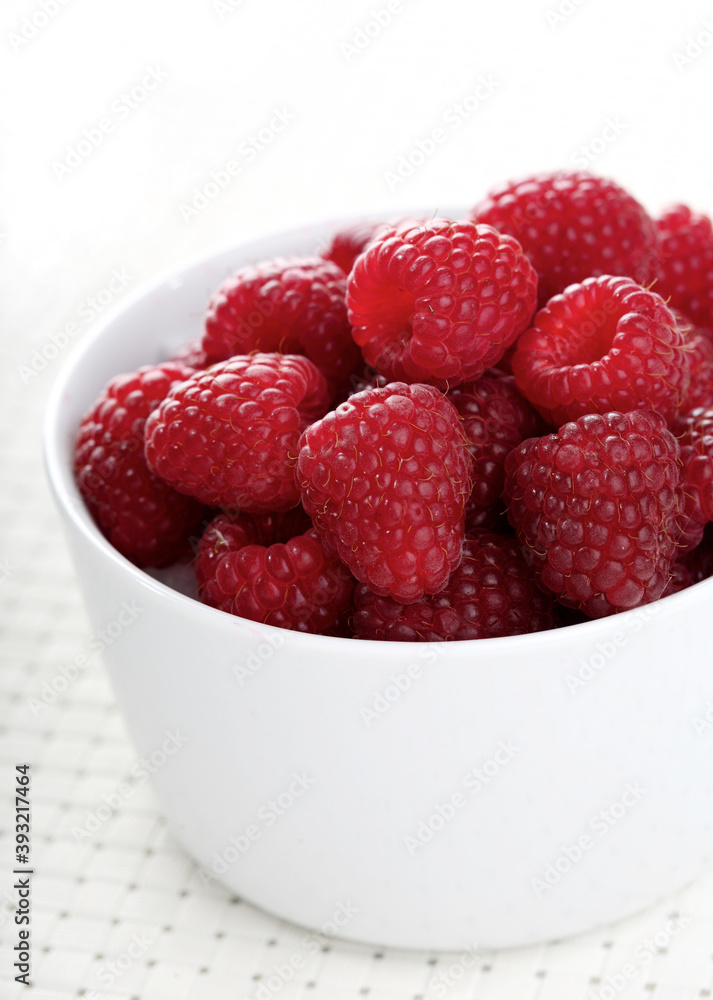 Raspberries in bowl - close-up