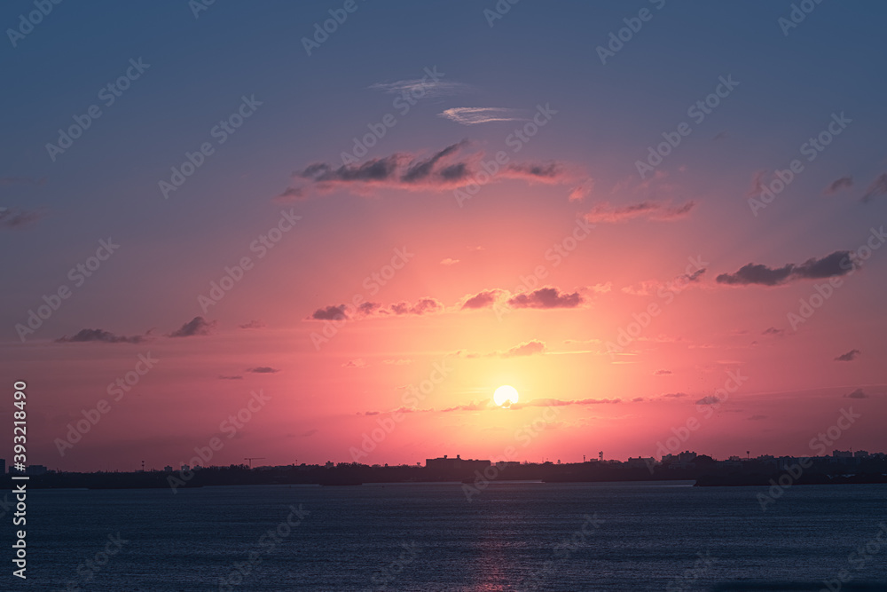 sunset, sky, sun, sea, ocean, water