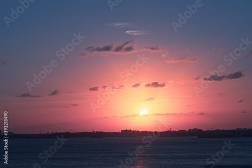 Obraz na płótnie sunset, sky, sun, sea, ocean, water w salonie