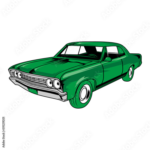 Retro motor show vintage poster with classic car.