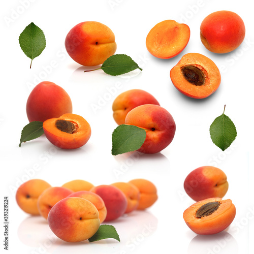 Apricots on white background - studio shot