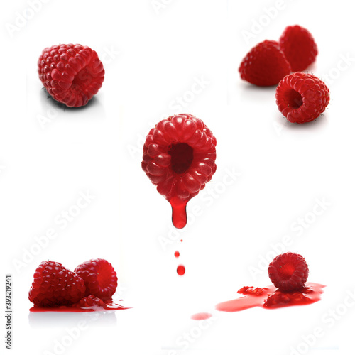 Raspberries on white background - studio shot