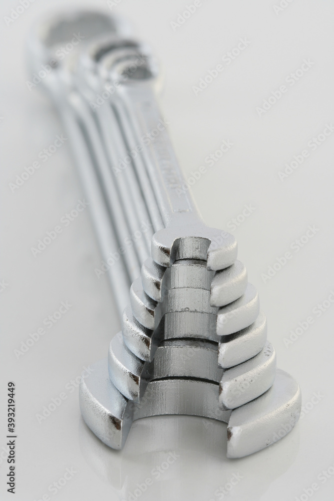Wrenches on white background - close-up Wrenches on white background - close-up