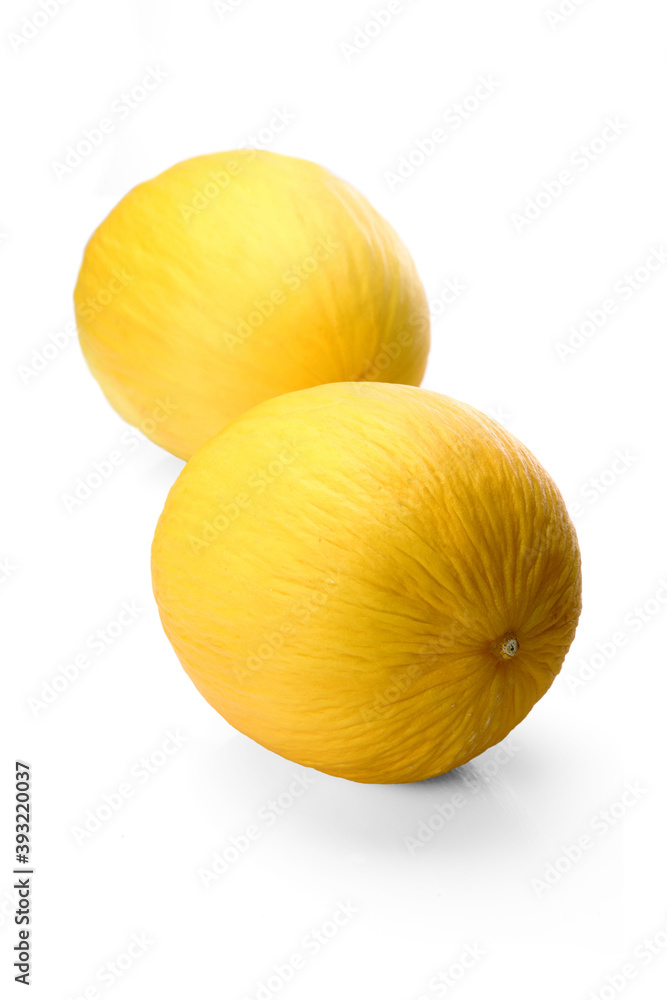 Melons on white background -close-up Melons on white background -close-up