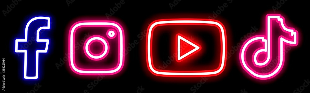 Facebook,instagram,youtube,tiktok logo. Stock Photo | Adobe Stock