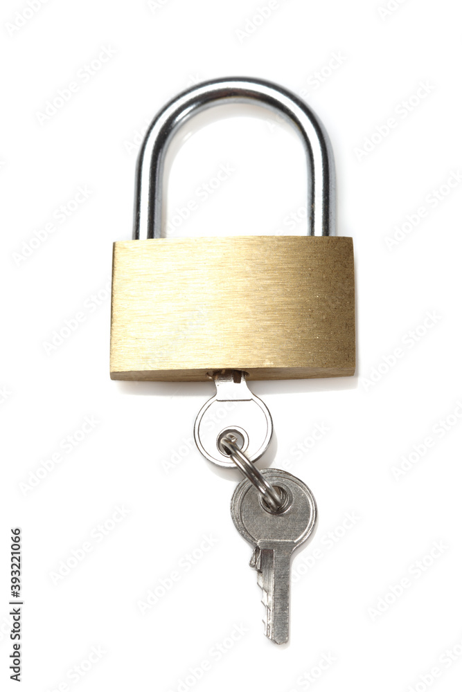 Padlock on white background - close-up Padlock on white background - close-up