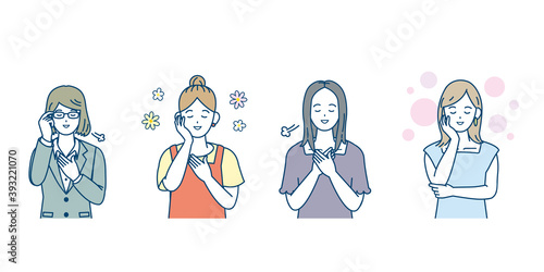 安心　ほっとする　女性のイラスト