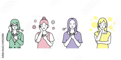 安心　ほっとする　女性のイラスト