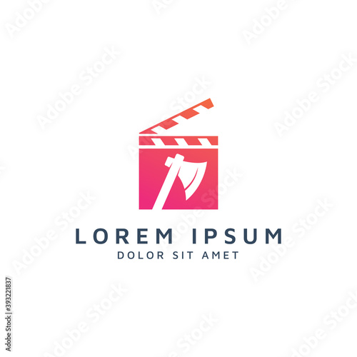 movie and ax negative space logo design