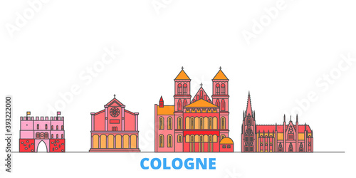 Germany, Cologne cityscape line vector. Travel flat city landmark, oultine illustration, line world icons