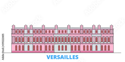 France, Versailles Landmark cityscape line vector. Travel flat city landmark, oultine illustration, line world icons