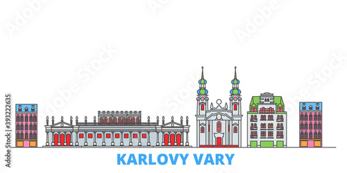 фотографія Czech Republic, Karlovy Vary cityscape line vector