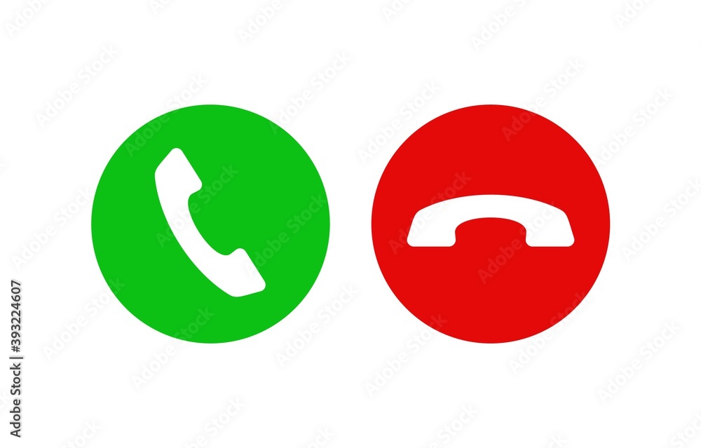 Buttons design for and rejecting phone call. Green and red phone icon button for ui Stock Vector | Adobe Stock