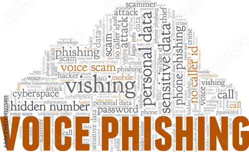 Voice phishing - vishing vector illustration word cloud isolated on a white background.