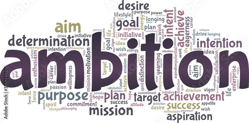 Ambition vector illustration word cloud isolated on a white background.