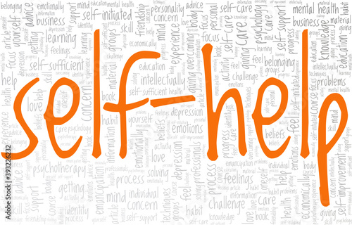 Self-help vector illustration word cloud isolated on a white background.
