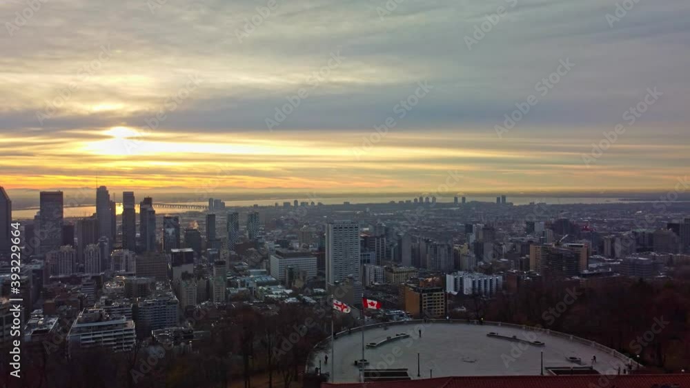 Montreal sunrise downtown view from mont royal Montreal sunrise downtown view from mont royal