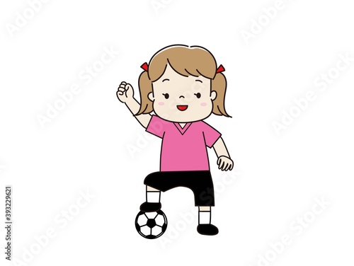 ユニフォームを着てサッカーをする女の子 女子サッカー