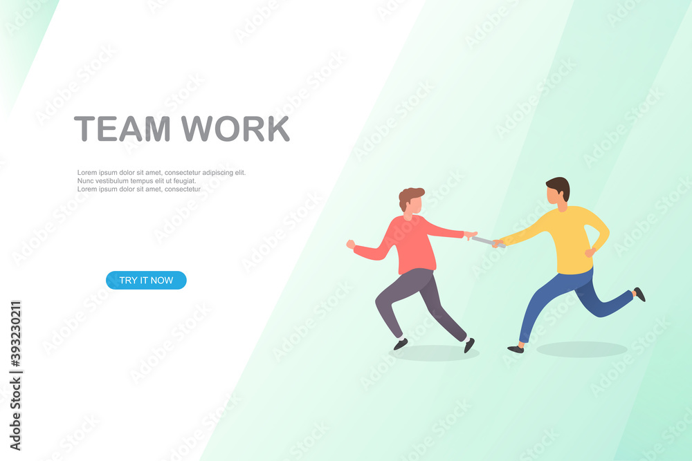 Vector flat team work illustration, can use for, template, ui, web, mobile app, poster, landing page - hero images banner, flyer