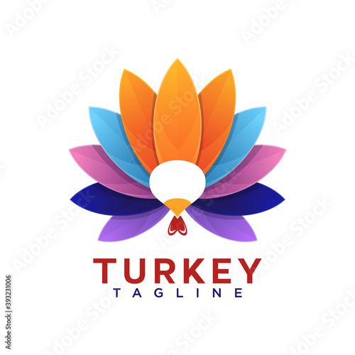 Turkey logo , flower concept and colorful style design vector 