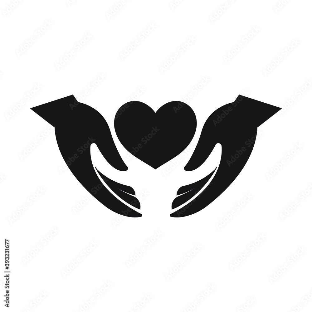 Heart in hand icon design isolated on white background Heart in hand icon design isolated on white background
