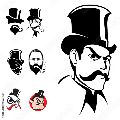gentlemen head set vector