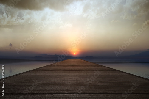 Wooden pier with lake view