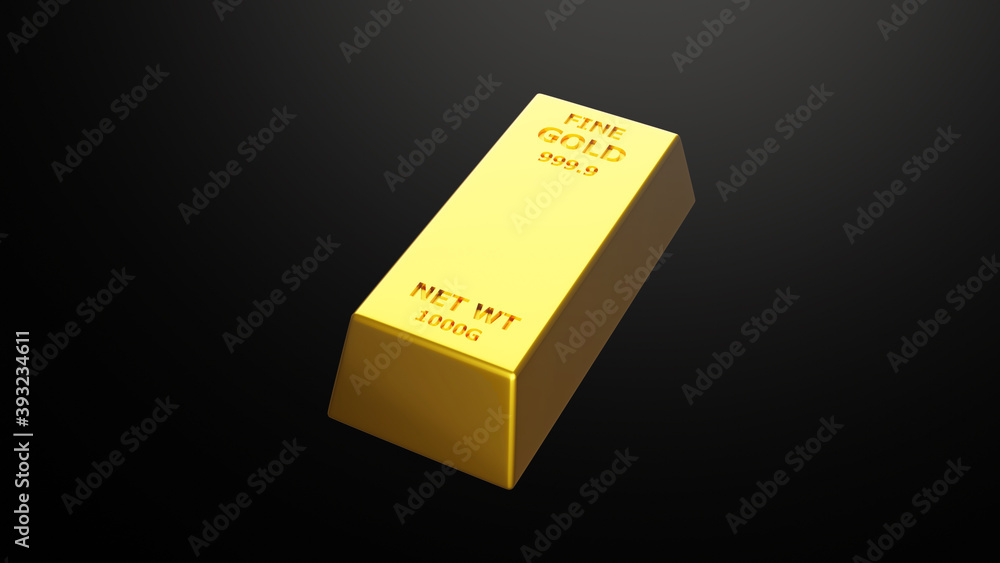 3d render of gold brick gold bar Financial concept, studio shots 3d render of gold brick gold bar Financial concept, studio shots