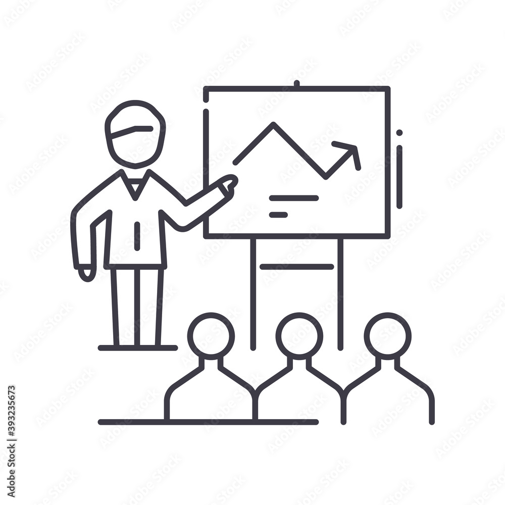 Training course icon, linear isolated illustration, thin line vector, web design sign, outline concept symbol with editable stroke on white background. Training course icon, linear isolated illustration, thin line vector, web design sign, outline concept symbol with editable stroke on white background.