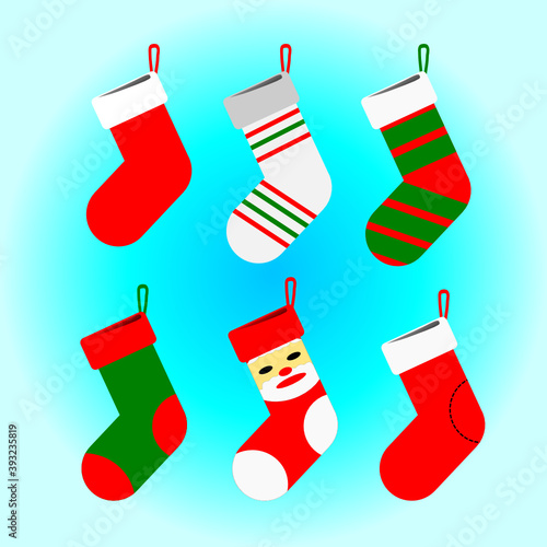 editable christmas stocking socks set vector 