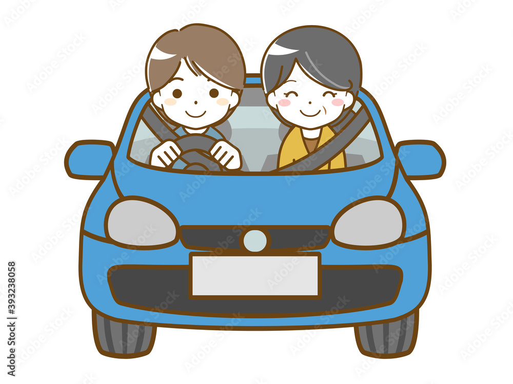 中年女性とドライブする男性