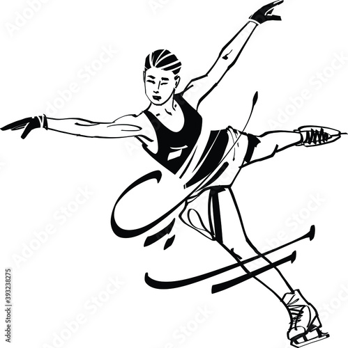 the vector illustration of the skater girl