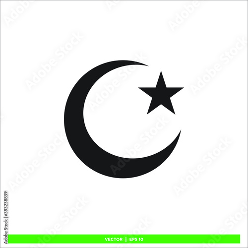 Icon vector graphic of Crescent moon  good for template religious illustration