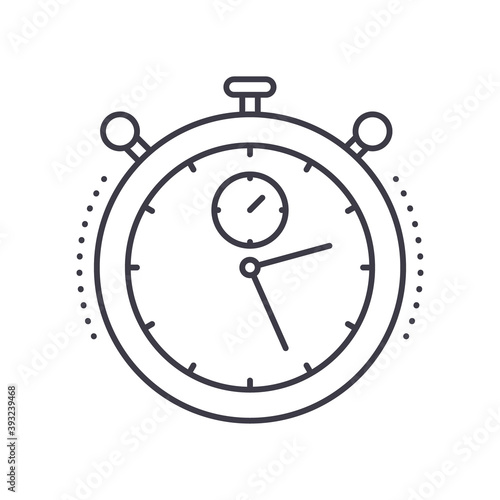 Sport stopwatch concept icon, linear isolated illustration, thin line vector, web design sign, outline concept symbol with editable stroke on white background.