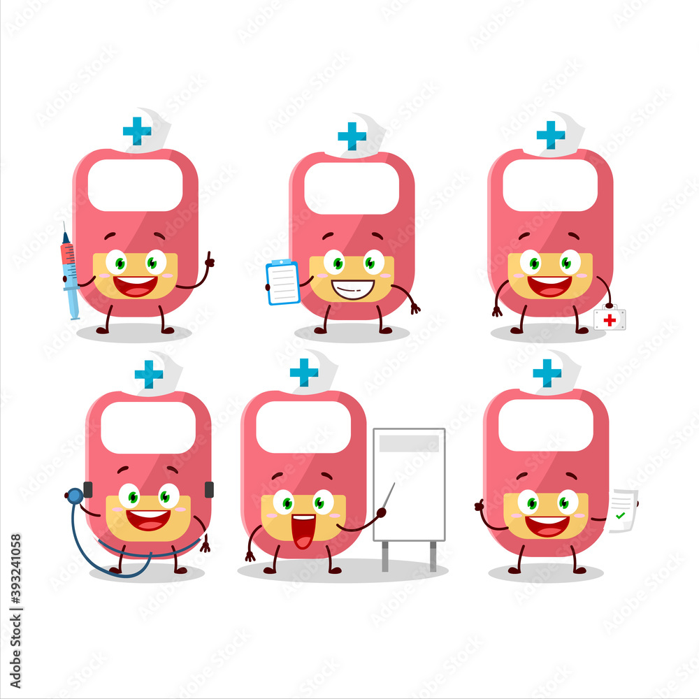 Doctor profession emoticon with pink baby appron cartoon character