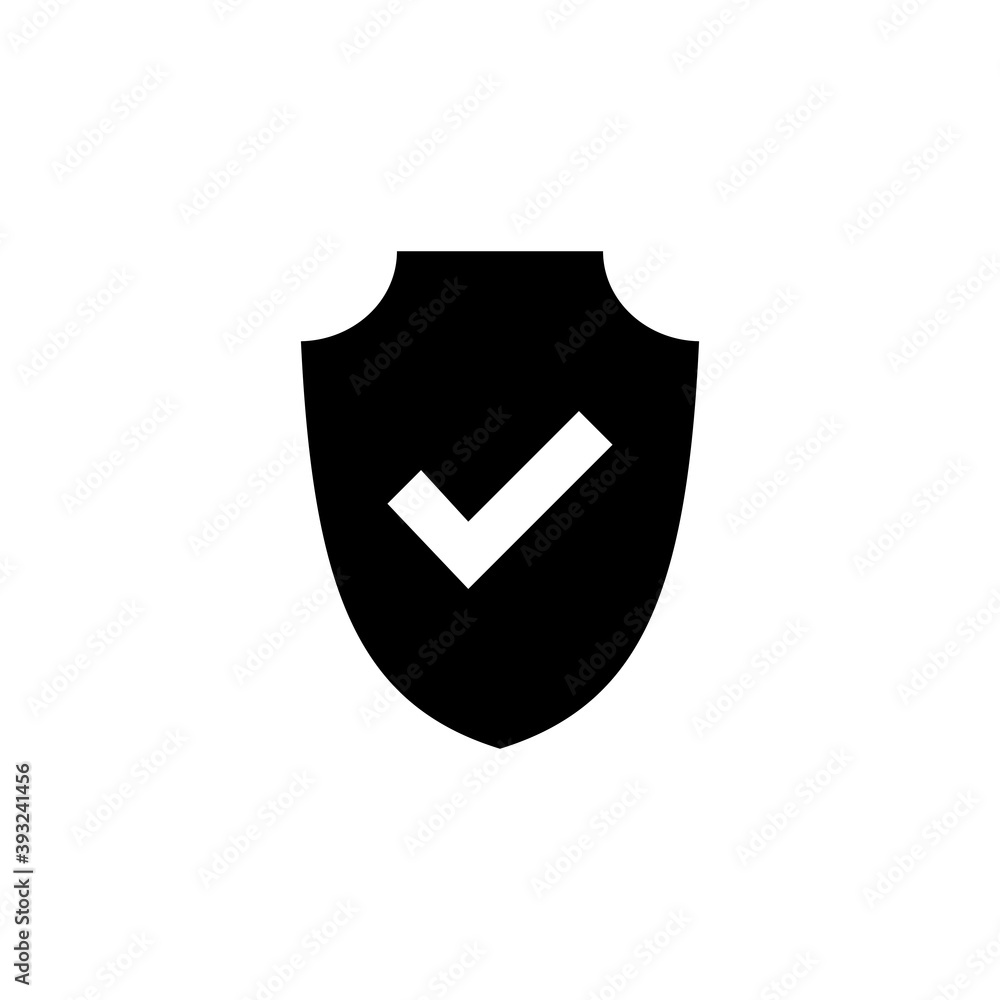 Shield check mark icon vector. Protection approve sign. Safe icon vector Shield check mark icon vector. Protection approve sign. Safe icon vector