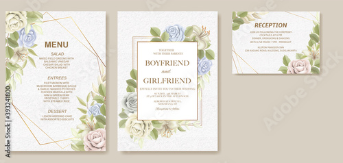 Elegant beautiful soft floral and wedding invitation
