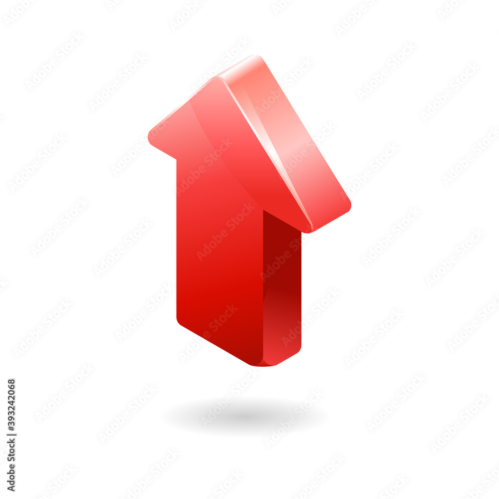 3D red arrow icon. Three-dimensional illustration of an arrow with rounded corners. Perfect for design elements from infographics, growth, and moving forward 3D red arrow icon. Three-dimensional illustration of an arrow with rounded corners. Perfect for design elements from infographics, growth, and moving forward