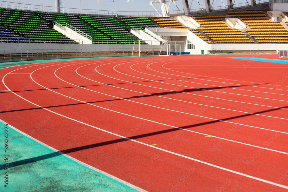 Fototapeta premium Running track for the athletes background in stadium.