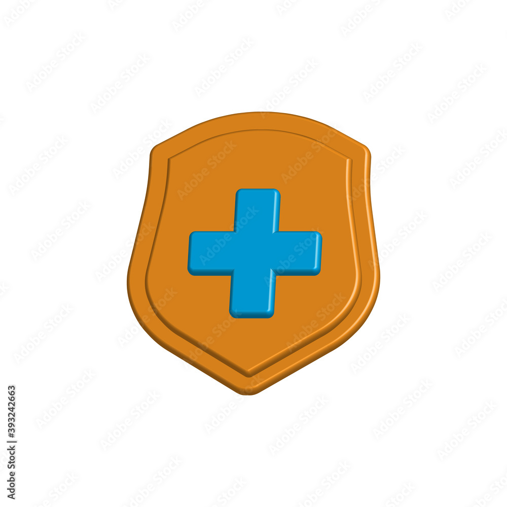 Fototapeta premium Shield icon 3d with health symbol. Design vector illustration